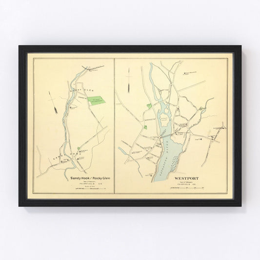 vintage map of Sandy Hook, Connecticut, 1893