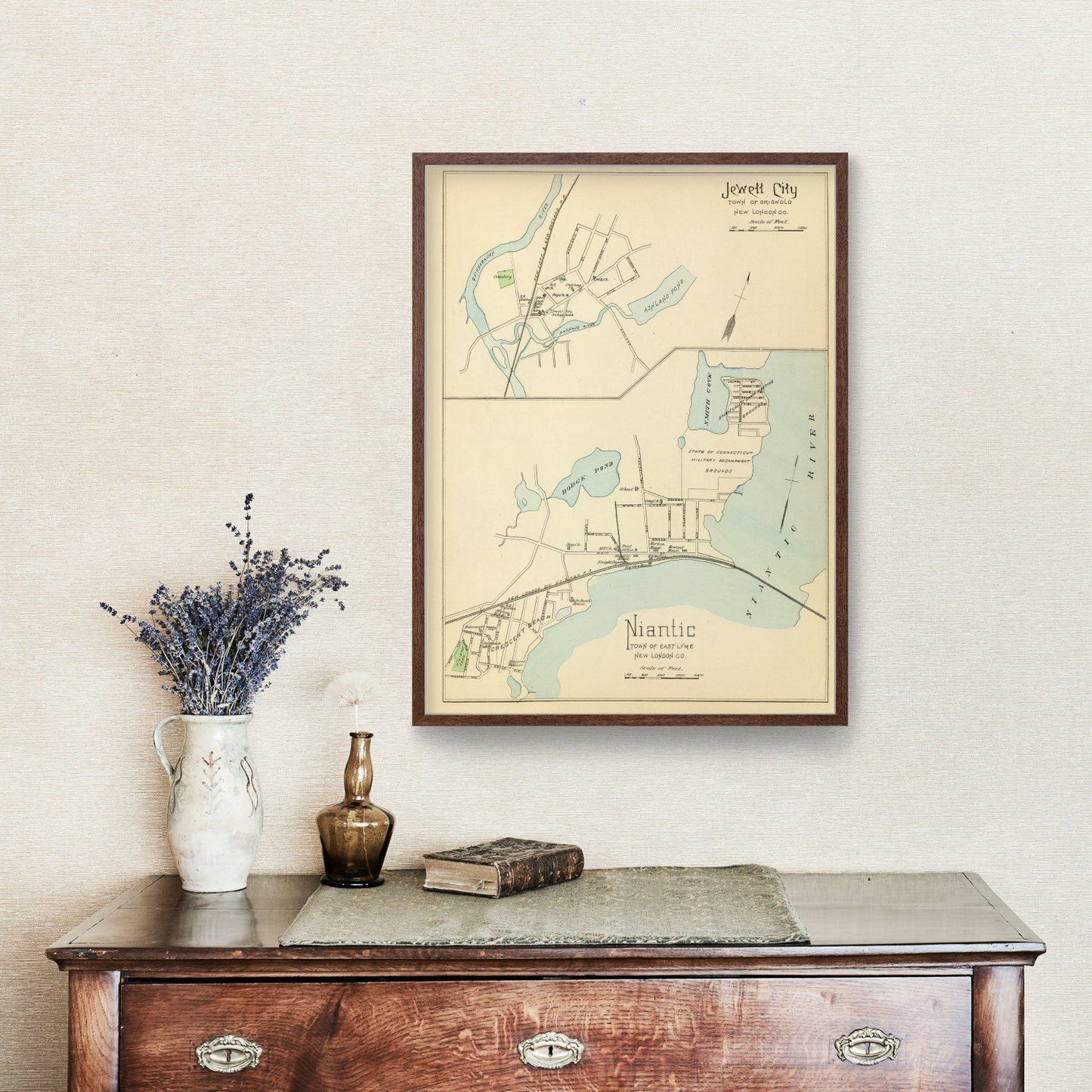 Vintage Map of Jewett City, Connecticut, 1893