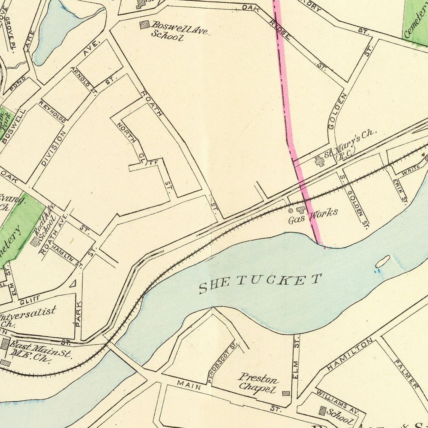 Vintage Map of Norwich, Connecticut, 1893