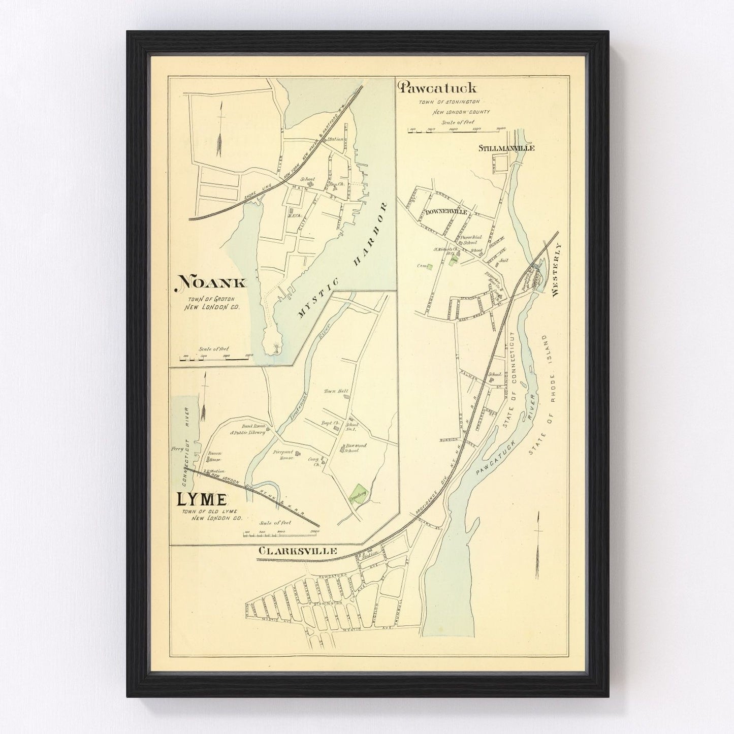 vintage map of Noank, Connecticut, 1893