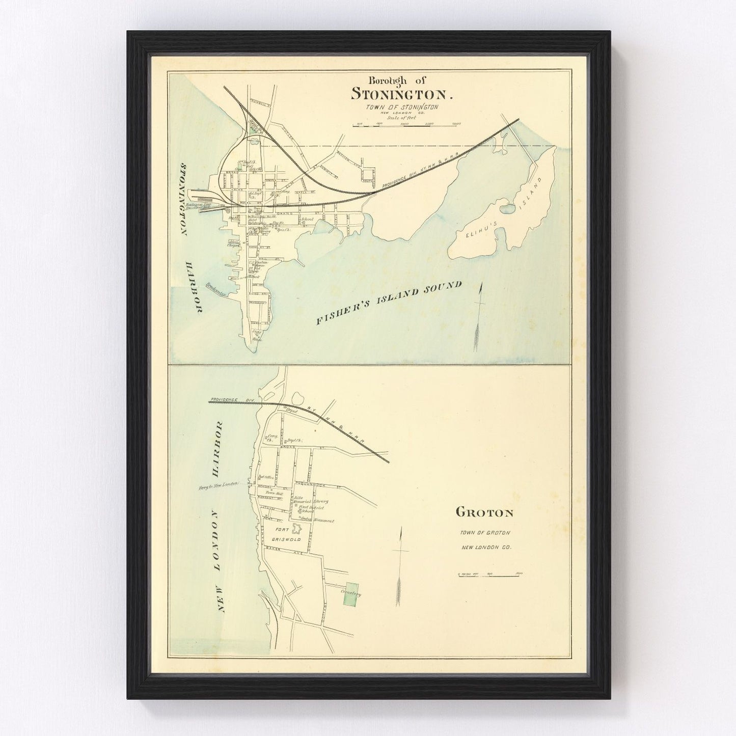 vintage map of Groton, Connecticut, 1893
