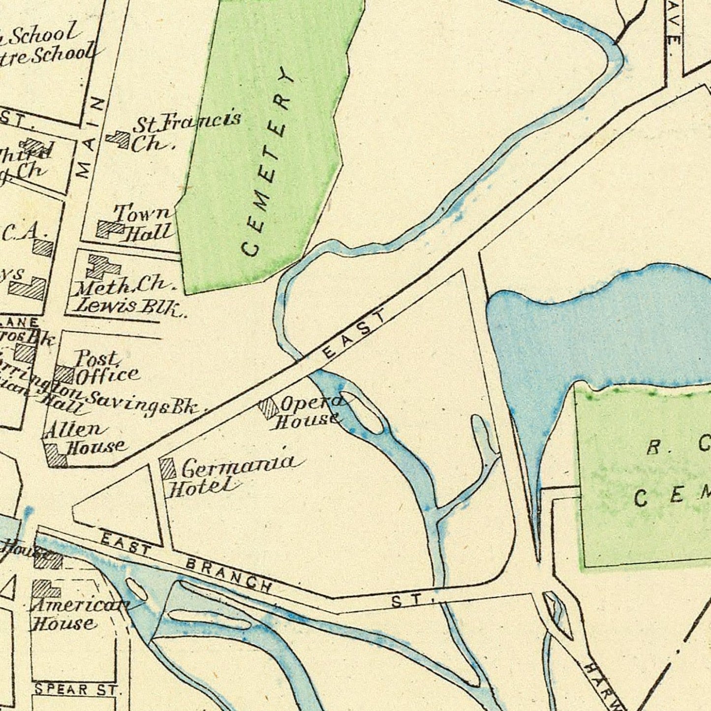 Vintage Map of Torrington, Connecticut, 1893