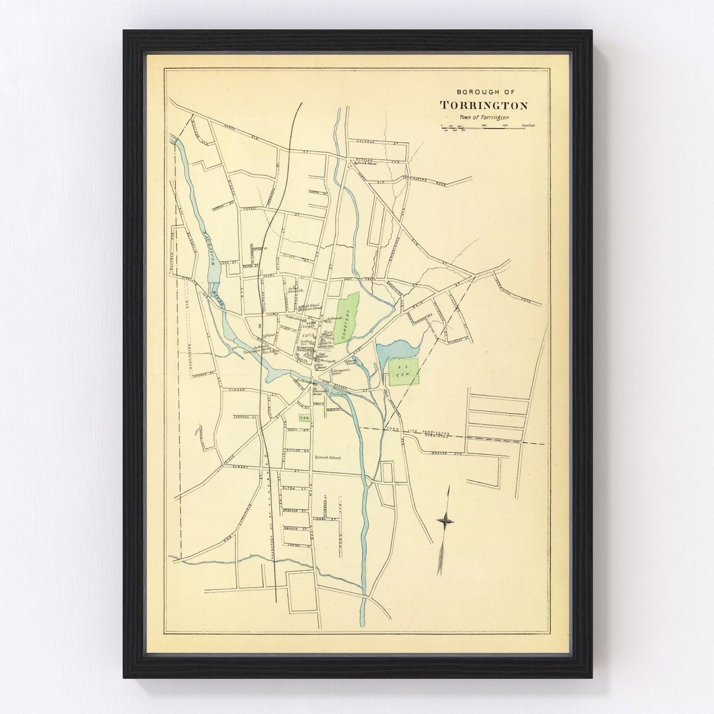 vintage map of Torrington, Connecticut, 1893