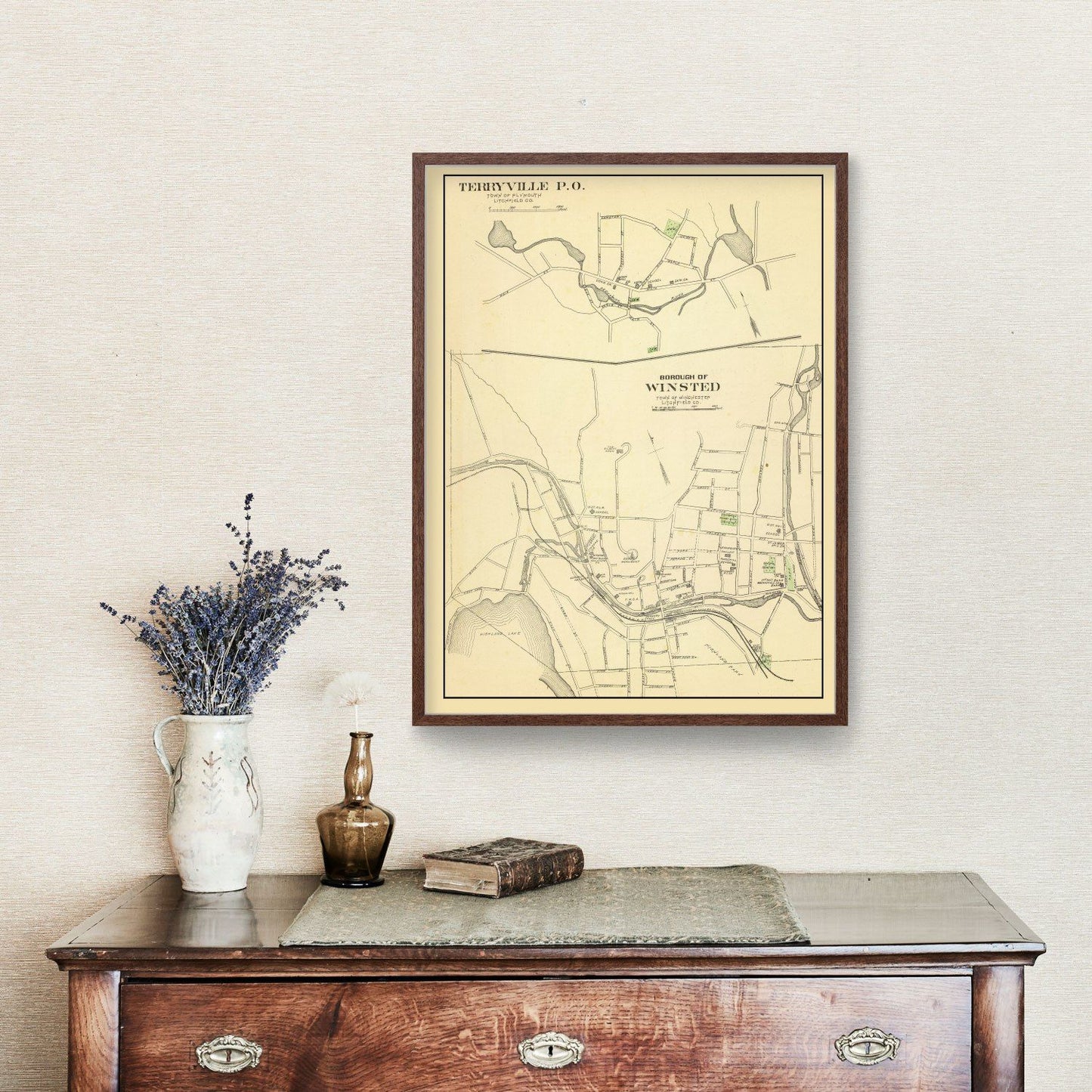 Vintage Map of Terryville, Connecticut, 1893