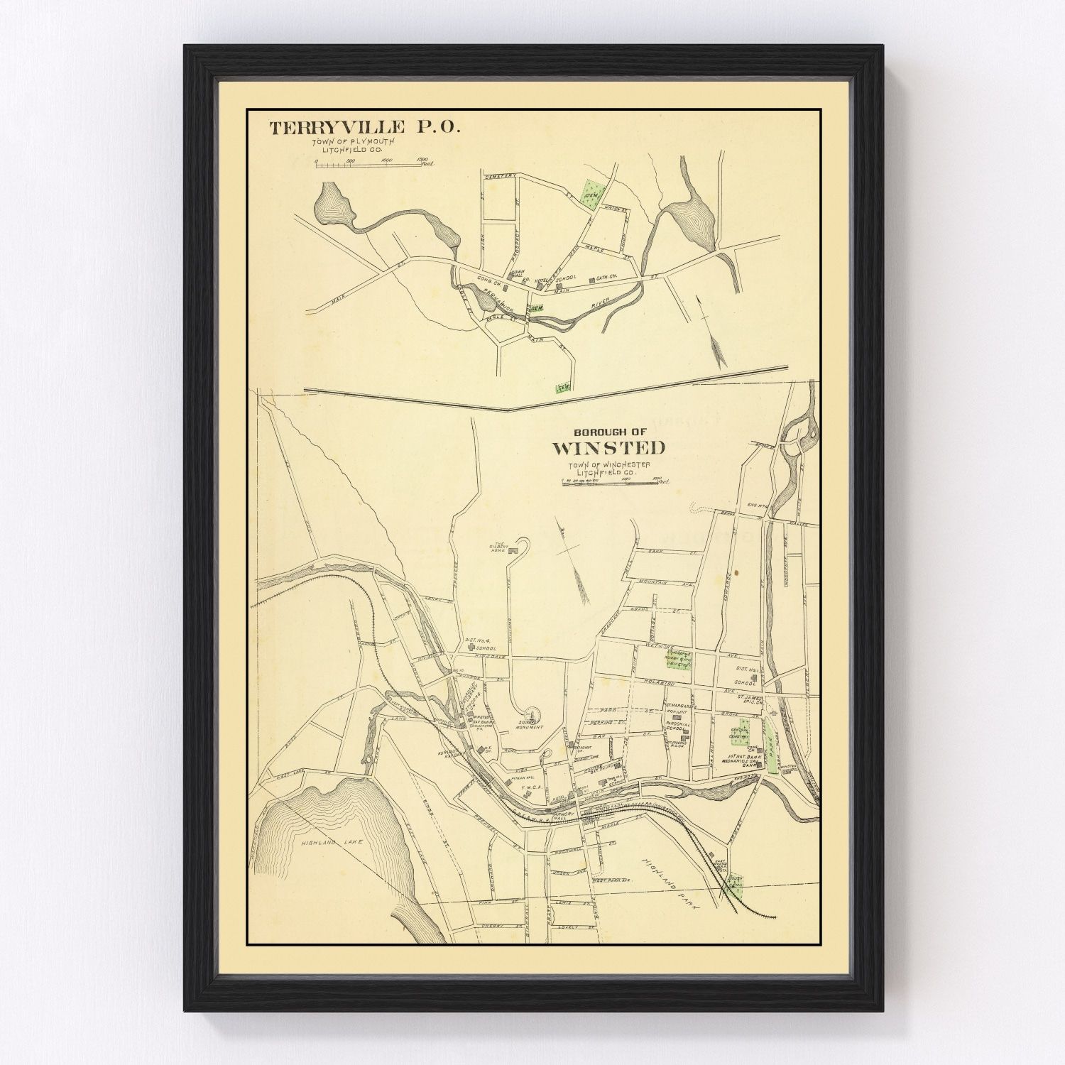 vintage map of Terryville, Connecticut, 1893