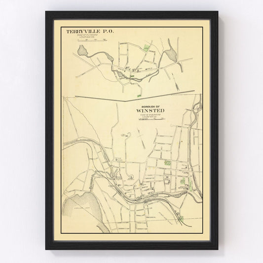 vintage map of Terryville, Connecticut, 1893