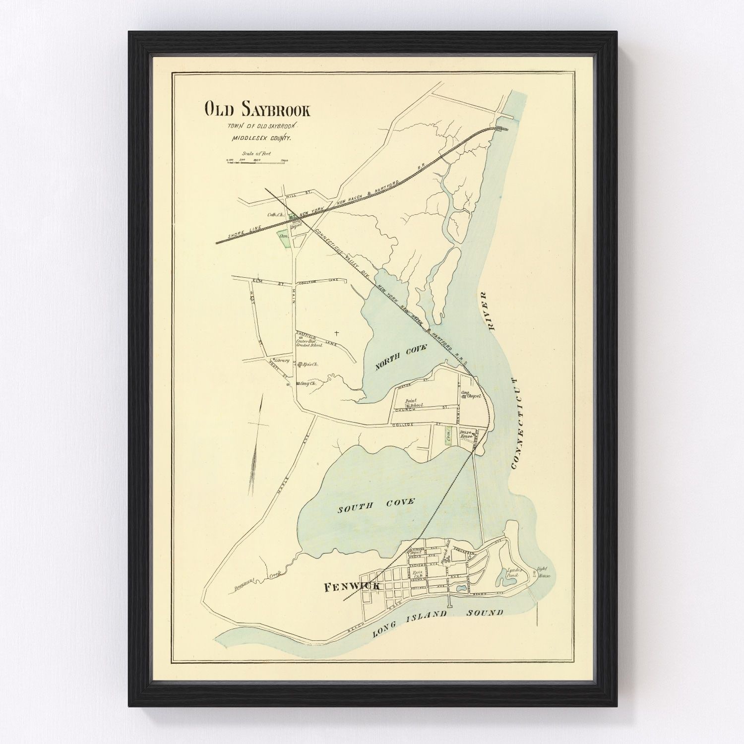 Vintage map of Old Saybrook, Connecticut, 1893