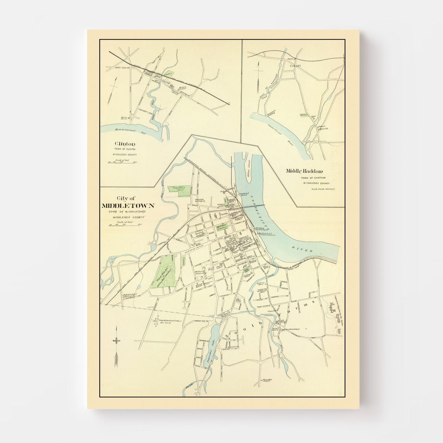 Vintage Map of Clinton, Connecticut 1893