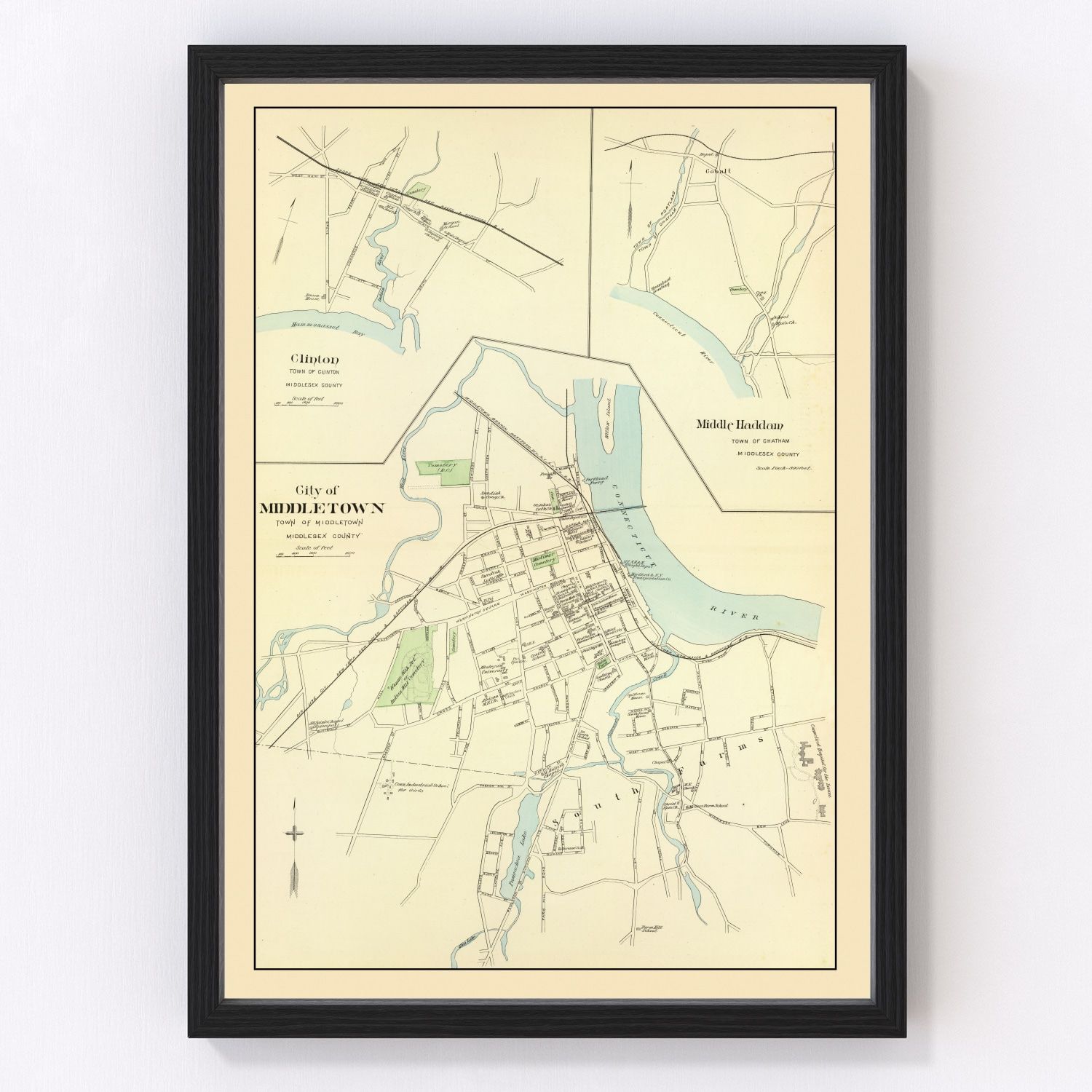 vintage map of Clinton, Connecticut, 1893