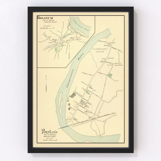 vintage map of Higganum, Connecticut, 1893