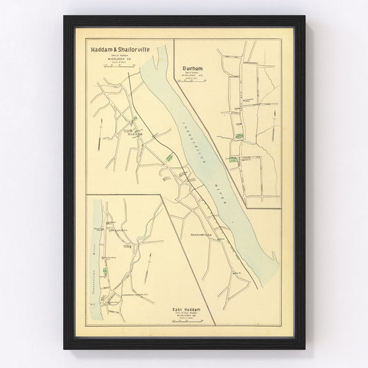 vintage map of Haddam, Connecticut, 1893
