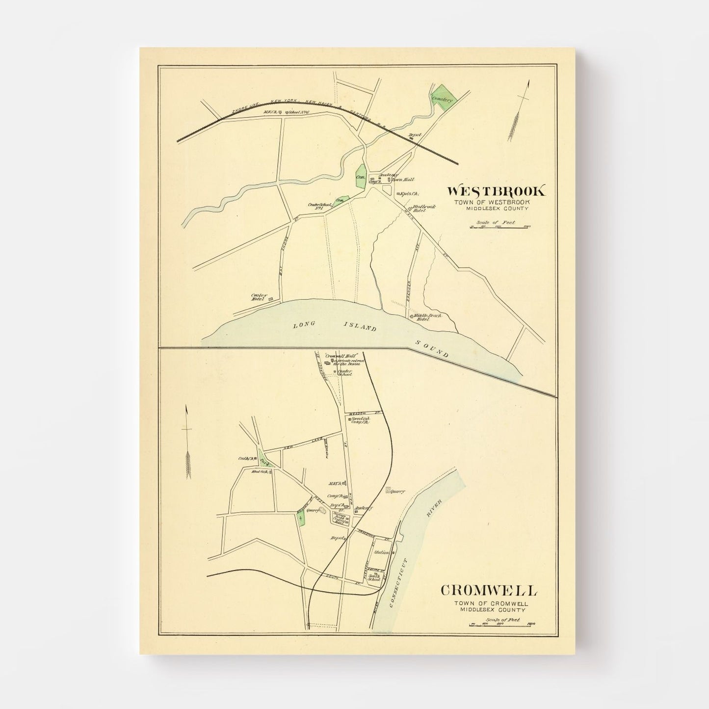 Vintage Map of Cromwell, Connecticut, 1893