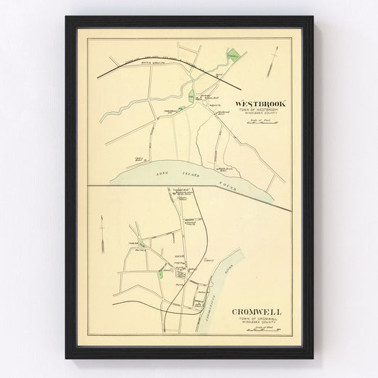 Vintage map of Cromwell, Connecticut, 1893