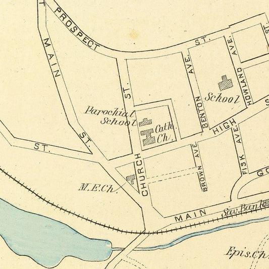 Vintage Map of Stafford Springs, Connecticut, 1893