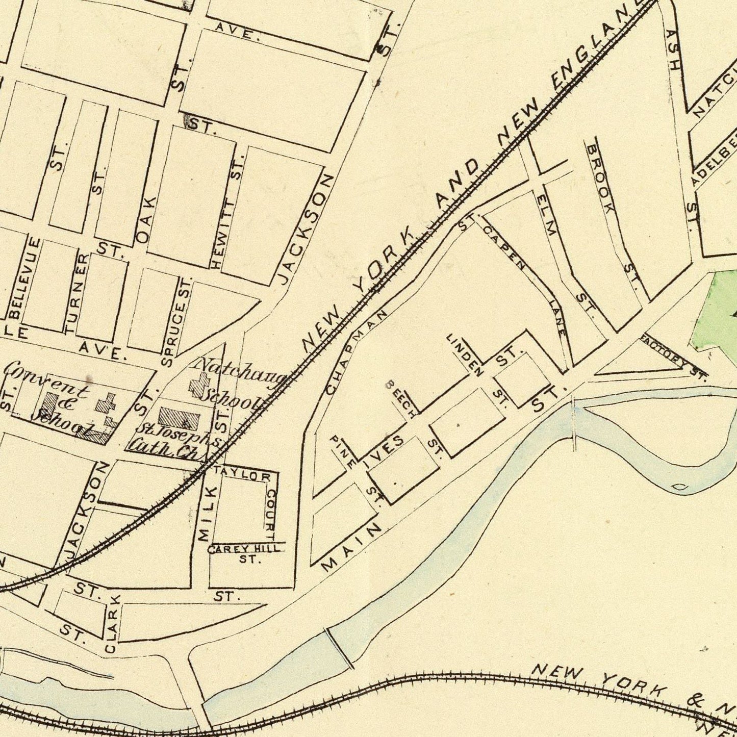 Vintage Map of Central Village, Connecticut, 1893