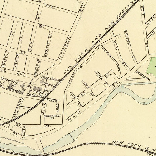 Vintage Map of Central Village, Connecticut, 1893