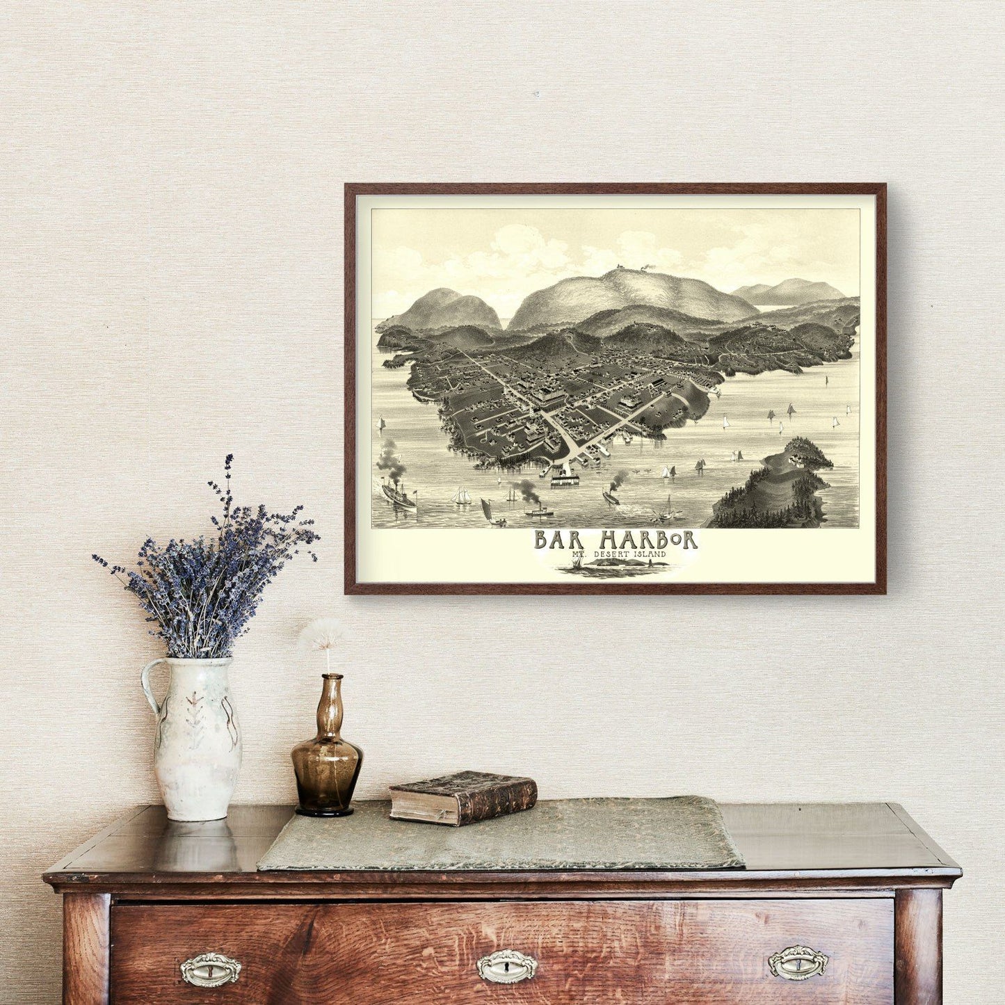 Vintage Map of Bar Harbor, Maine, 1886