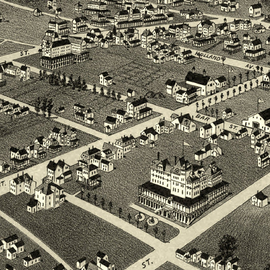 Vintage Map of Bar Harbor, Maine, 1886