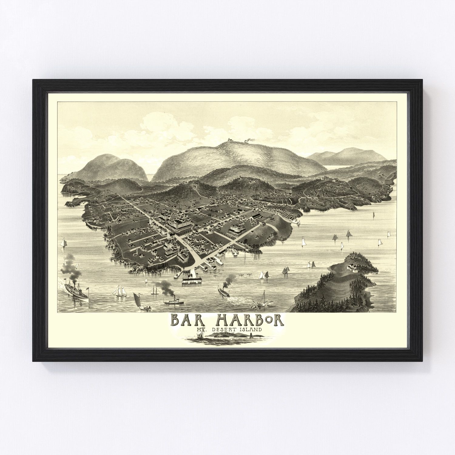 Vintage map of Bar Harbor, Maine, 1886
