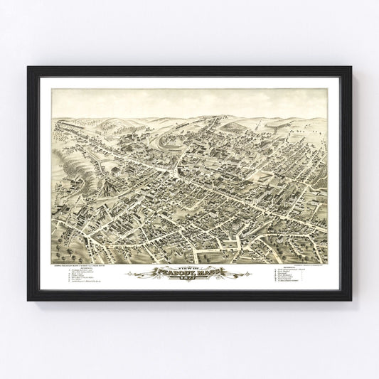 Vintage map of Peabody, Massachusetts, 1877