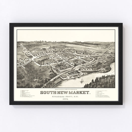 vintage map of South Newmarket, New Hampshire, 1884