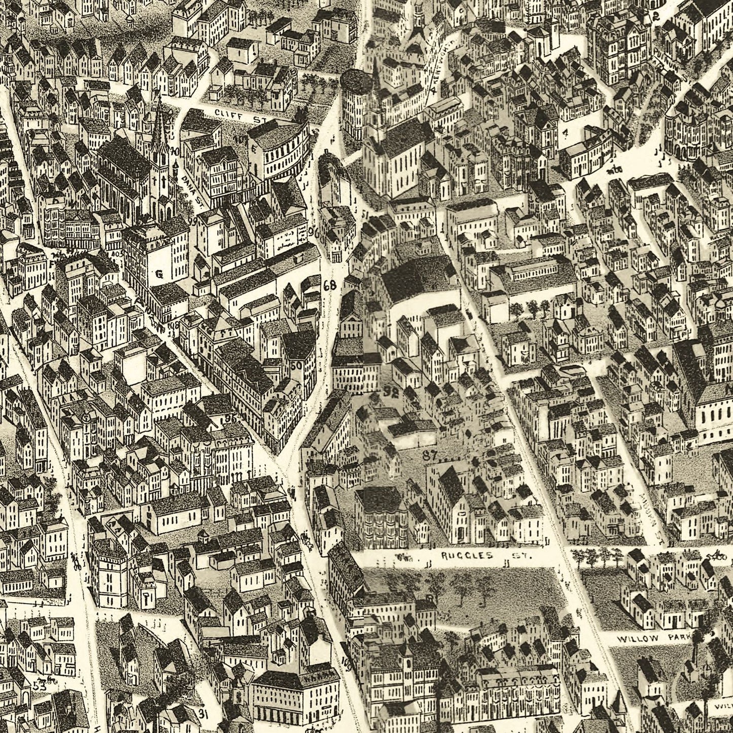 Vintage Map of Boston Highlands, Massachusetts, 1888