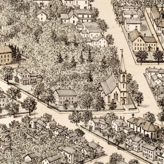 Vintage Map of Dedham, Massachusetts 1876