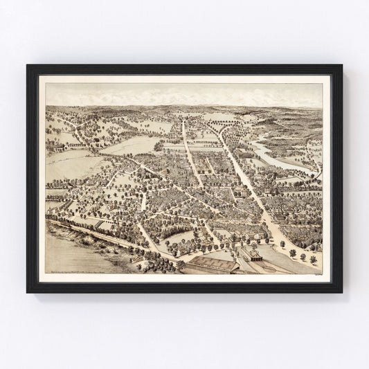 Vintage map of Dedham, Massachusetts, 1876