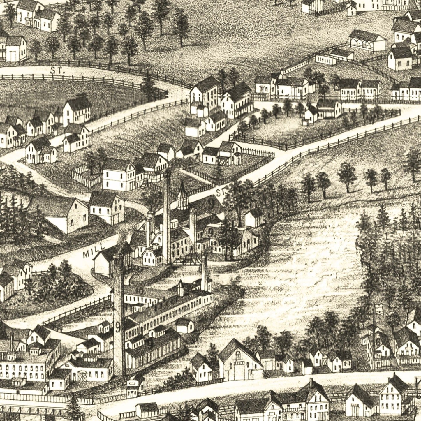 Vintage Map of Pepperell, Massachusetts, 1886