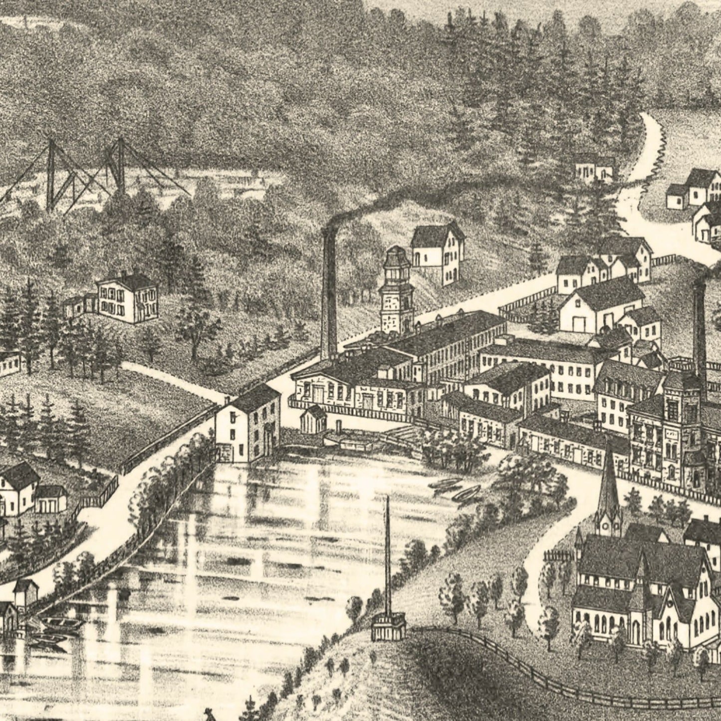 Vintage Map of Graniteville, Massachusetts, 1886