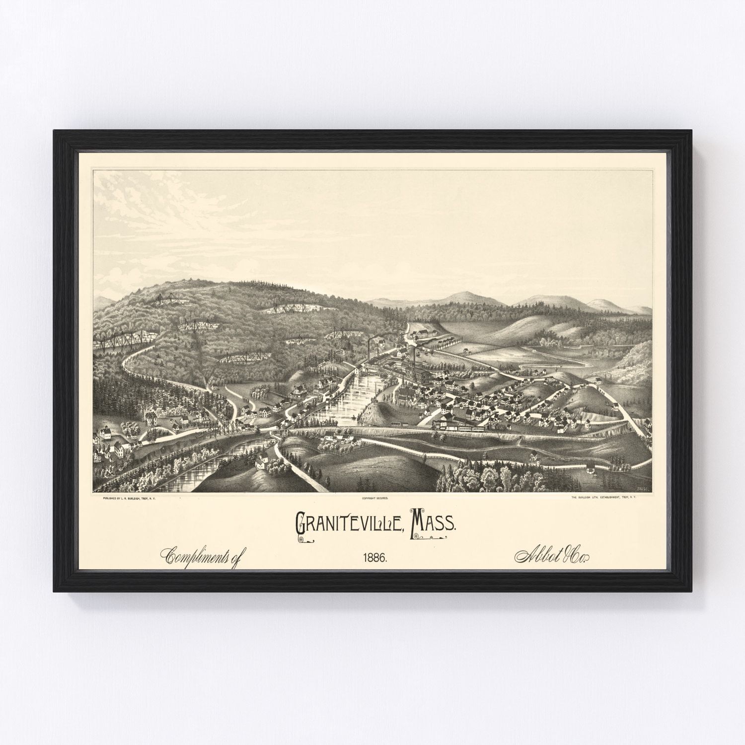 Vintage map of Graniteville, Massachusetts, 1886