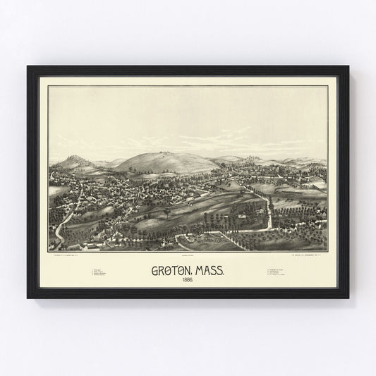 vintage map of Groton, Massachusetts, 1886