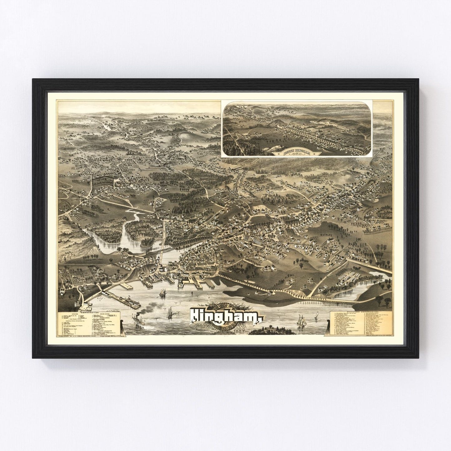 vintage map of Hingham, Massachusetts, 1885