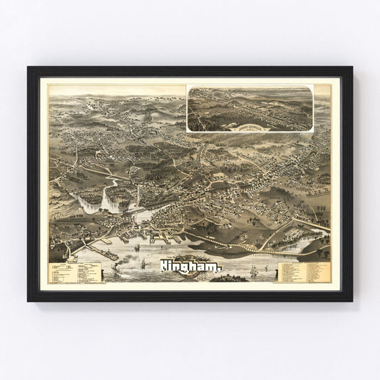 vintage map of Hingham, Massachusetts, 1885