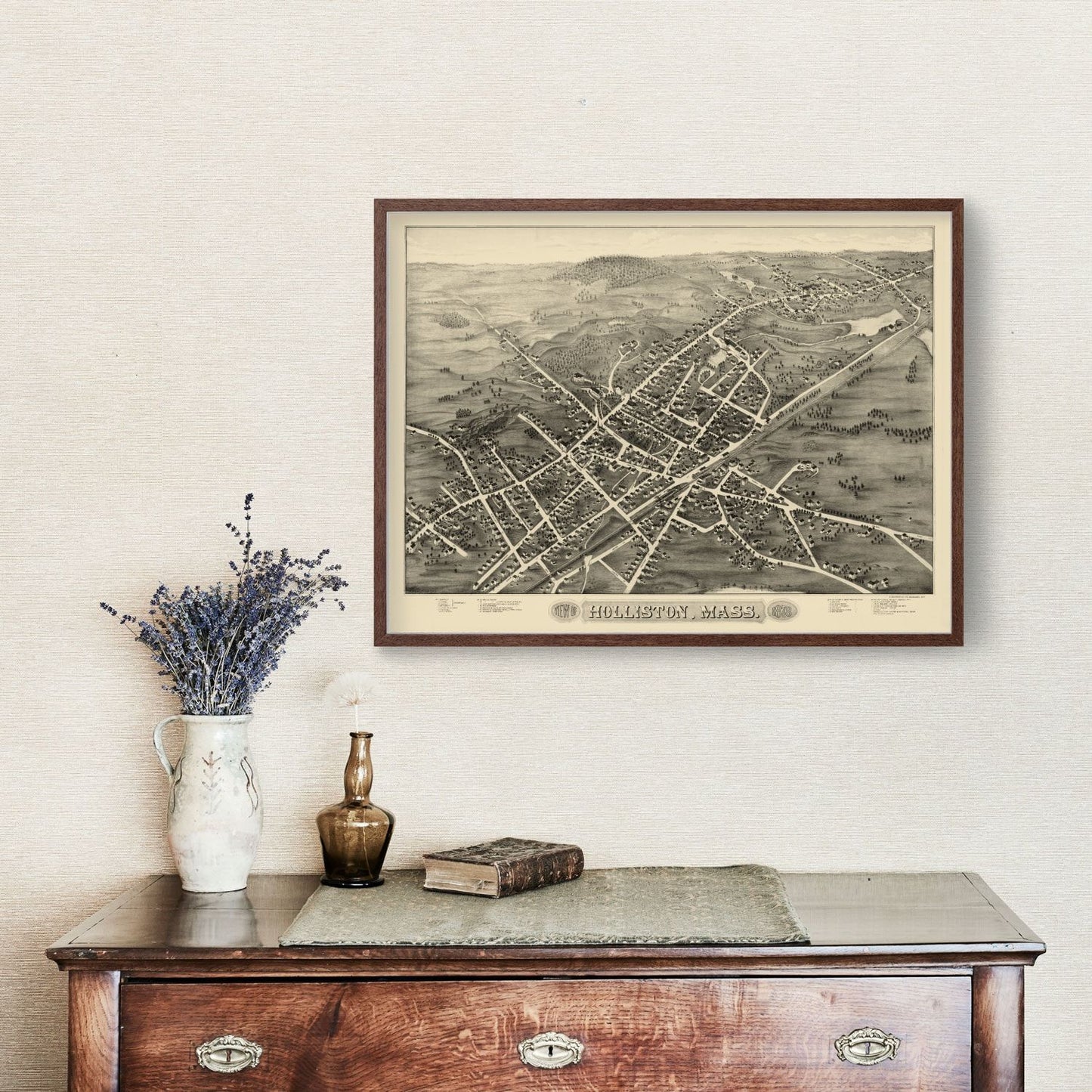 Vintage Map of Holliston, Middlesex County, Massachusetts, 1878