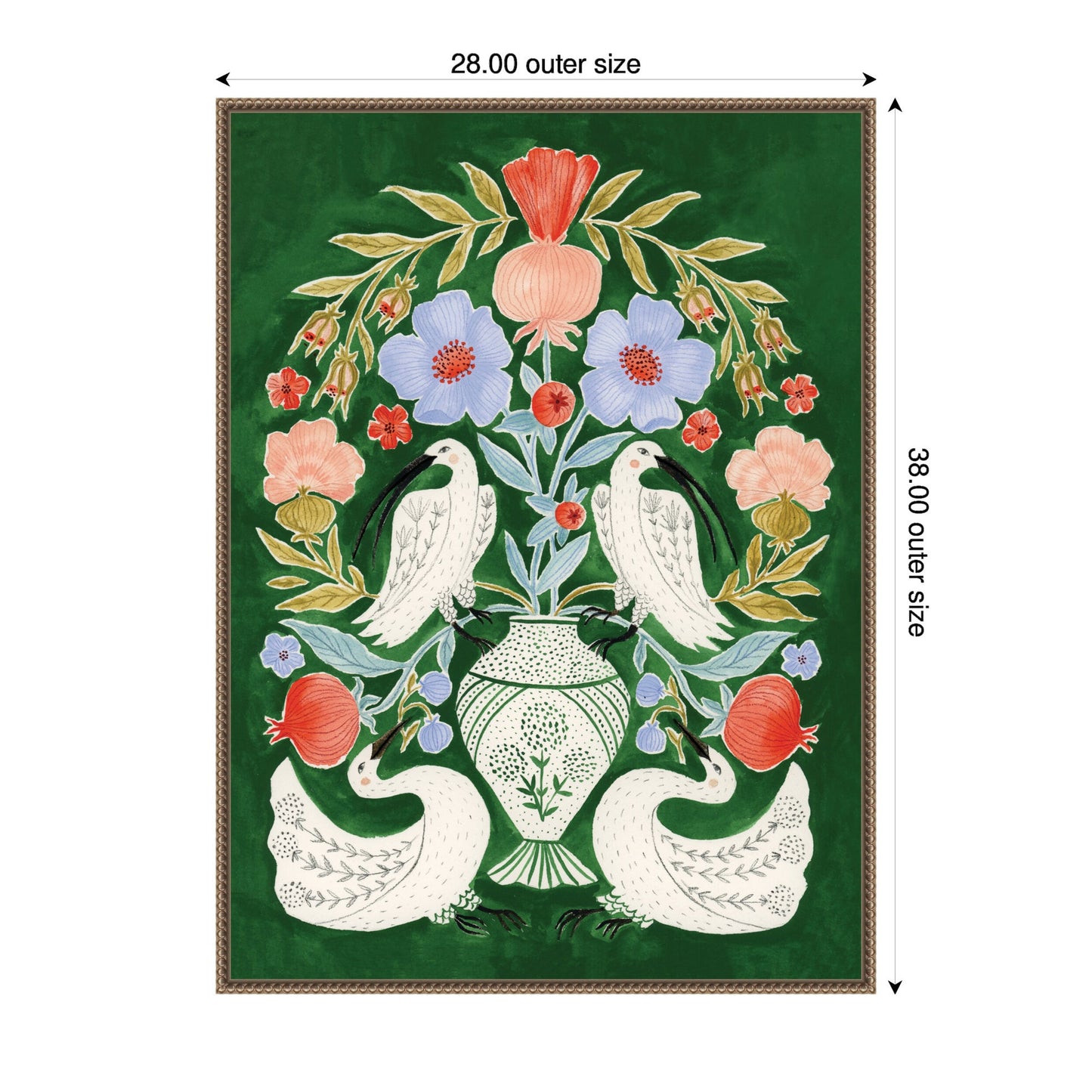 Floral Folklore Ibises and Swan by Jill Labieniec Framed Canvas Wall Art Print