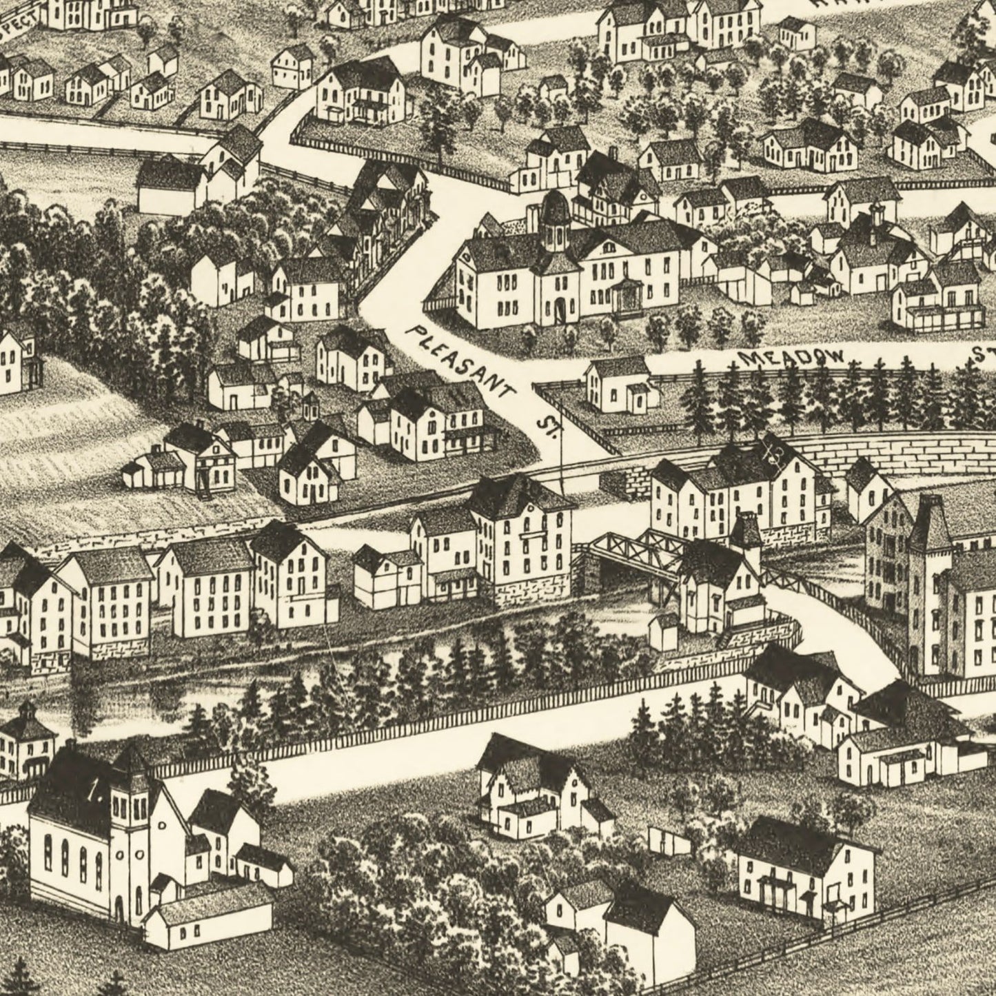 Vintage Map of Housatonic, Berkshire County, Massachusetts, 1890