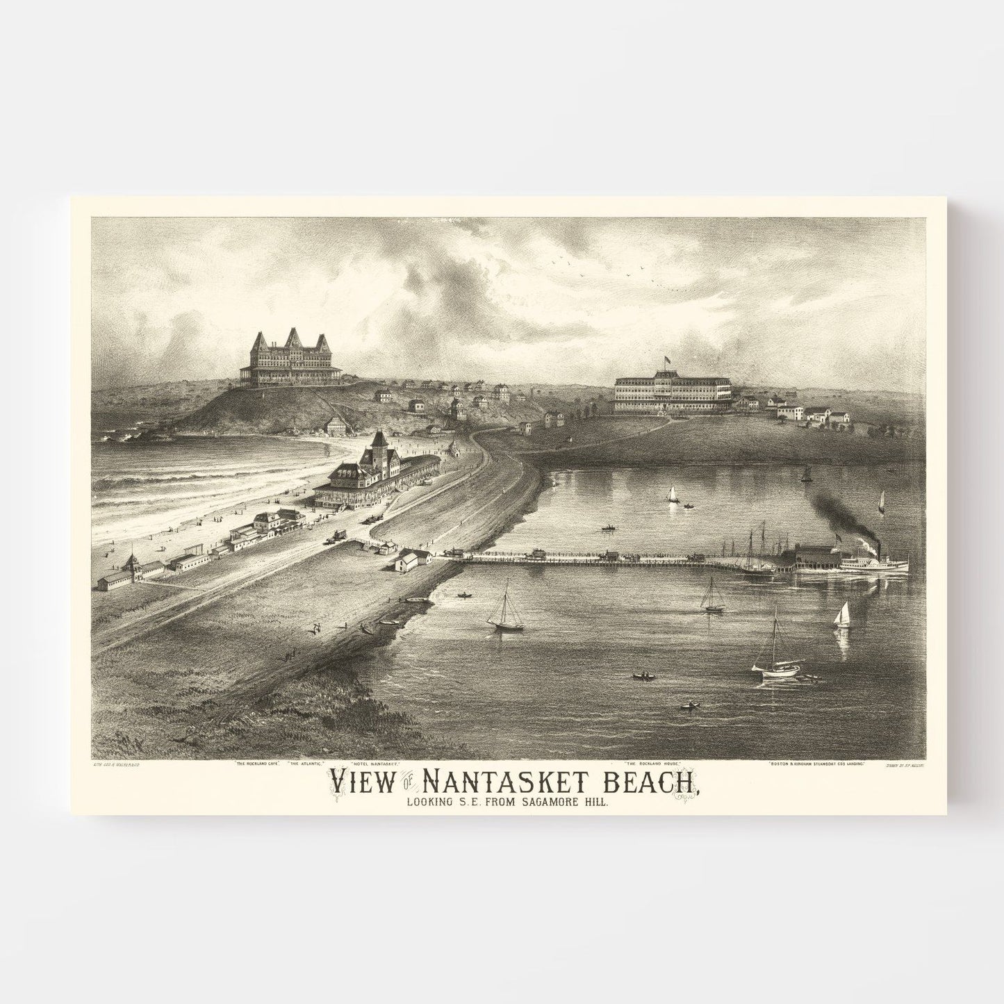 Vintage Map of Nantasket Beach, Massachusetts, 1879
