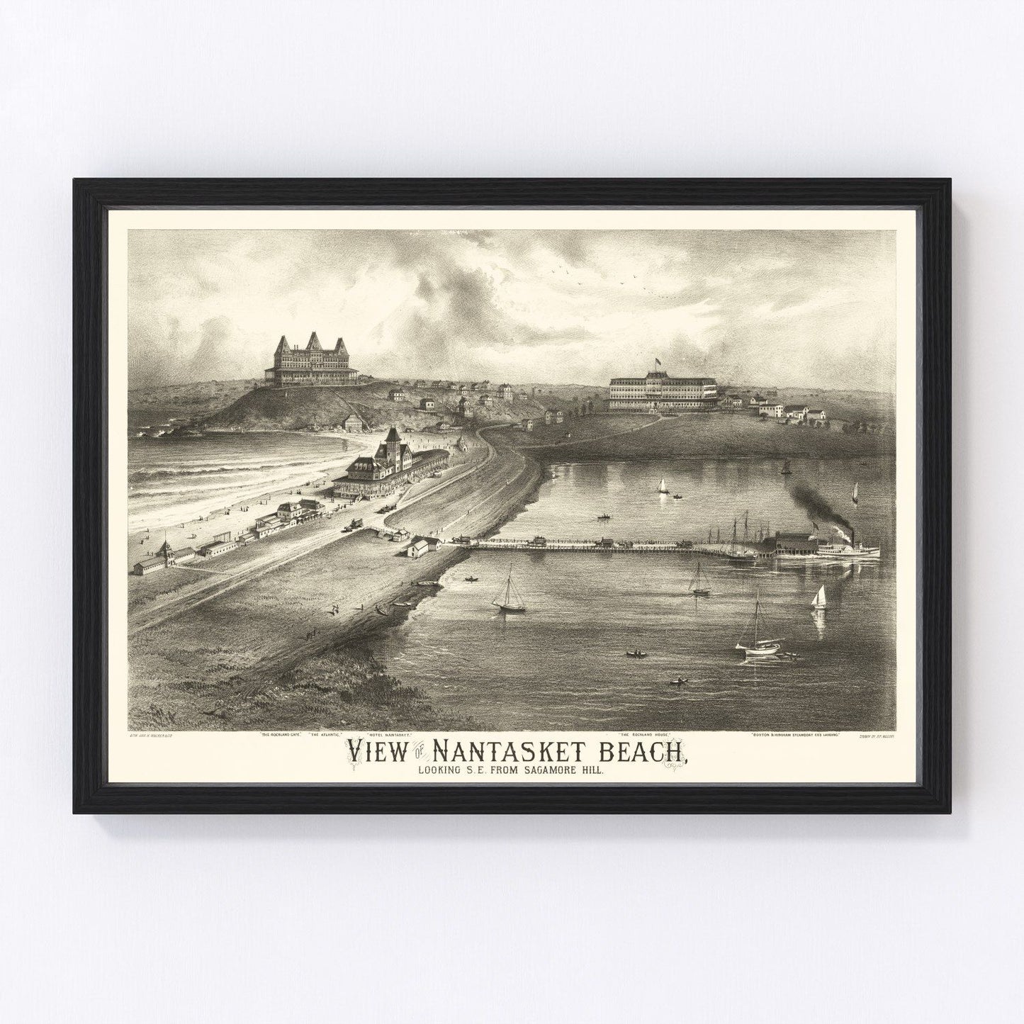 Vintage map of Nantasket Beach, Massachusetts, 1879