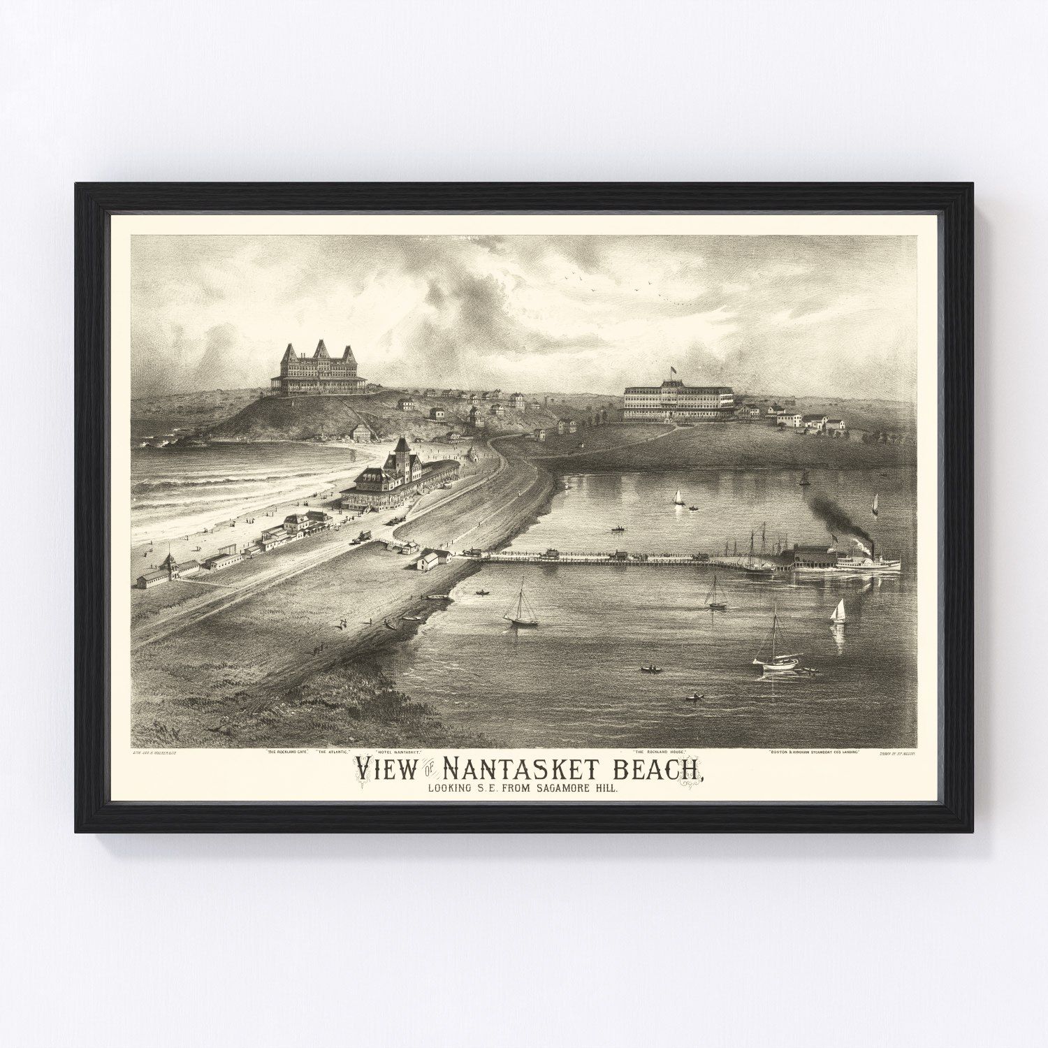 Vintage map of Nantasket Beach, Massachusetts, 1879
