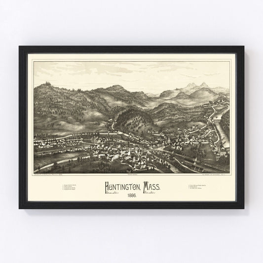 Vintage map of Huntington, Massachusetts, 1886