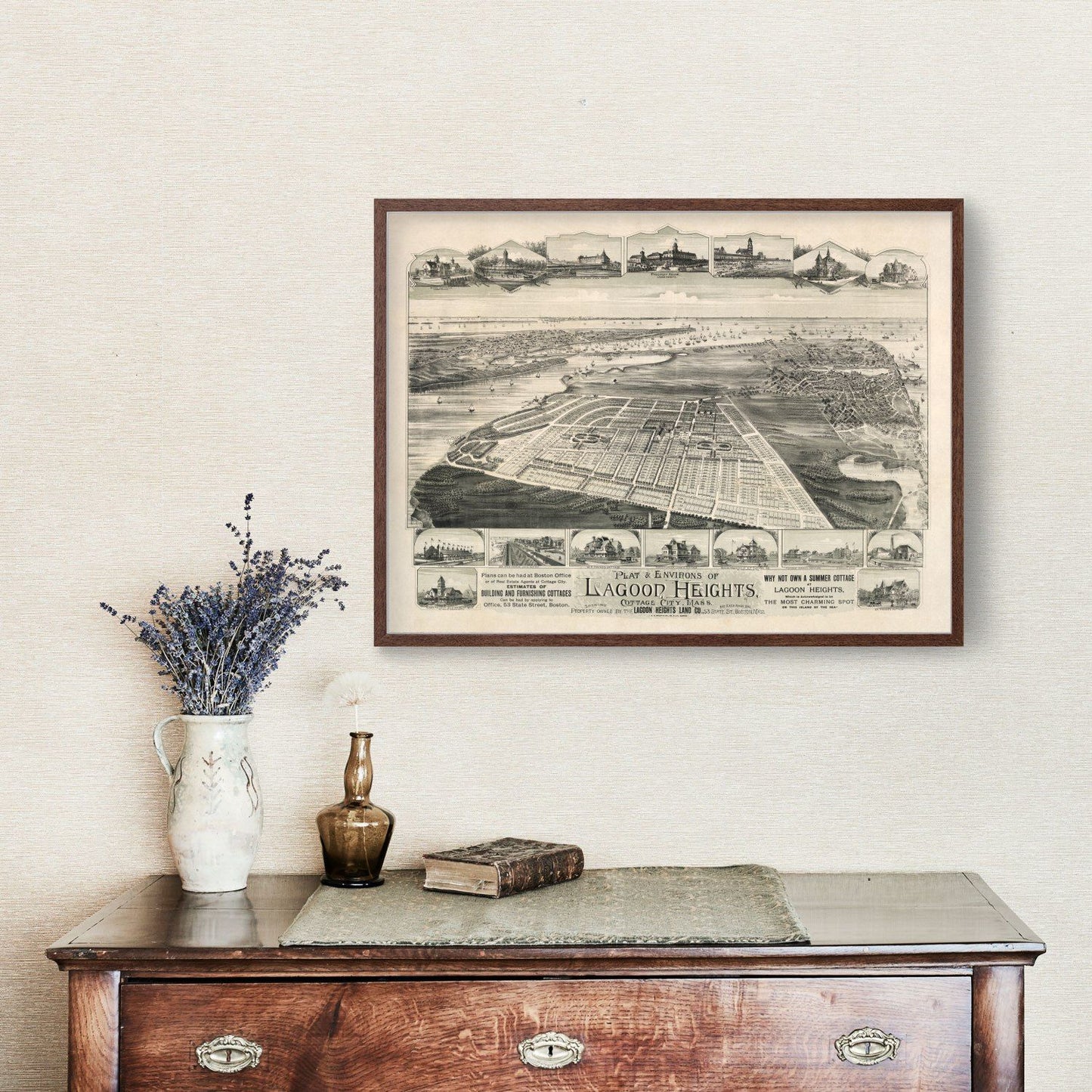 Vintage Map of Lagoon Heights, Massachusetts, 1880