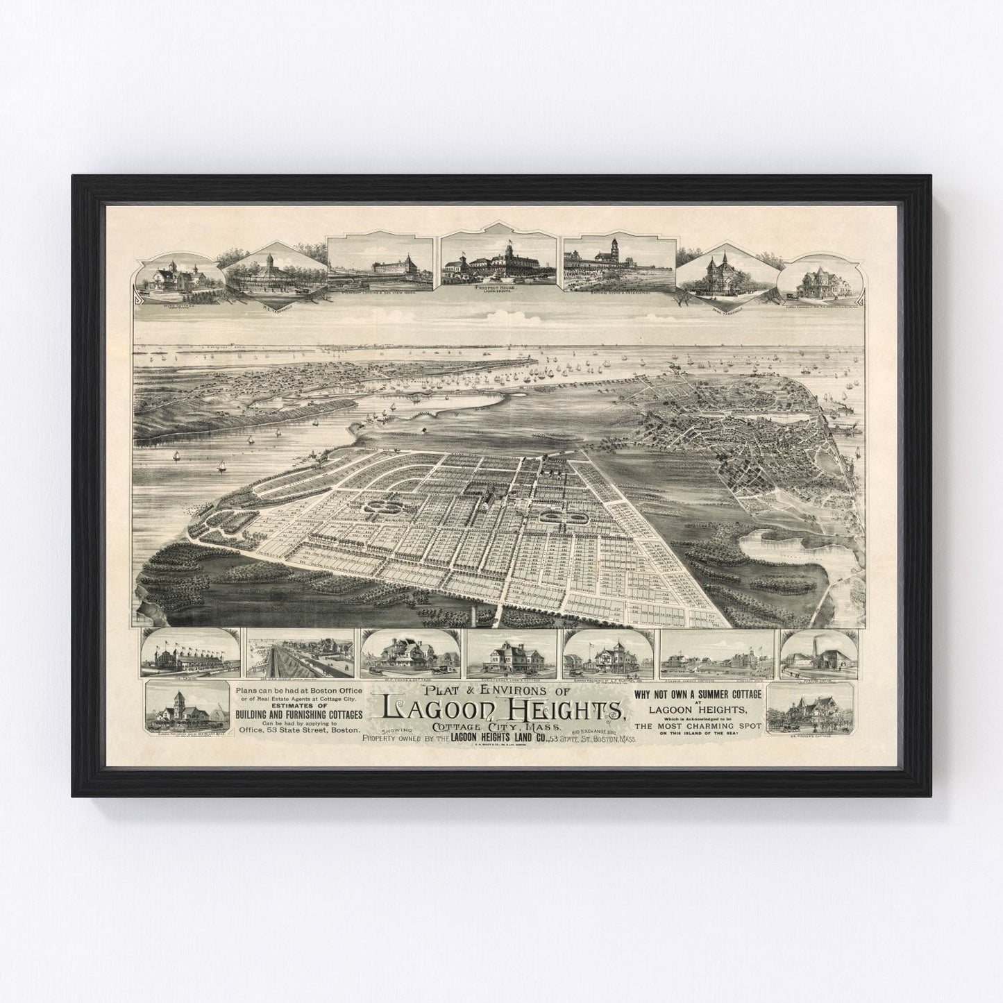 vintage map of Lagoon Heights, Massachusetts, 1880
