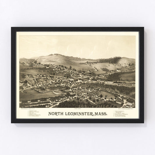 vintage map of North Leominster, Massachusetts, 1887