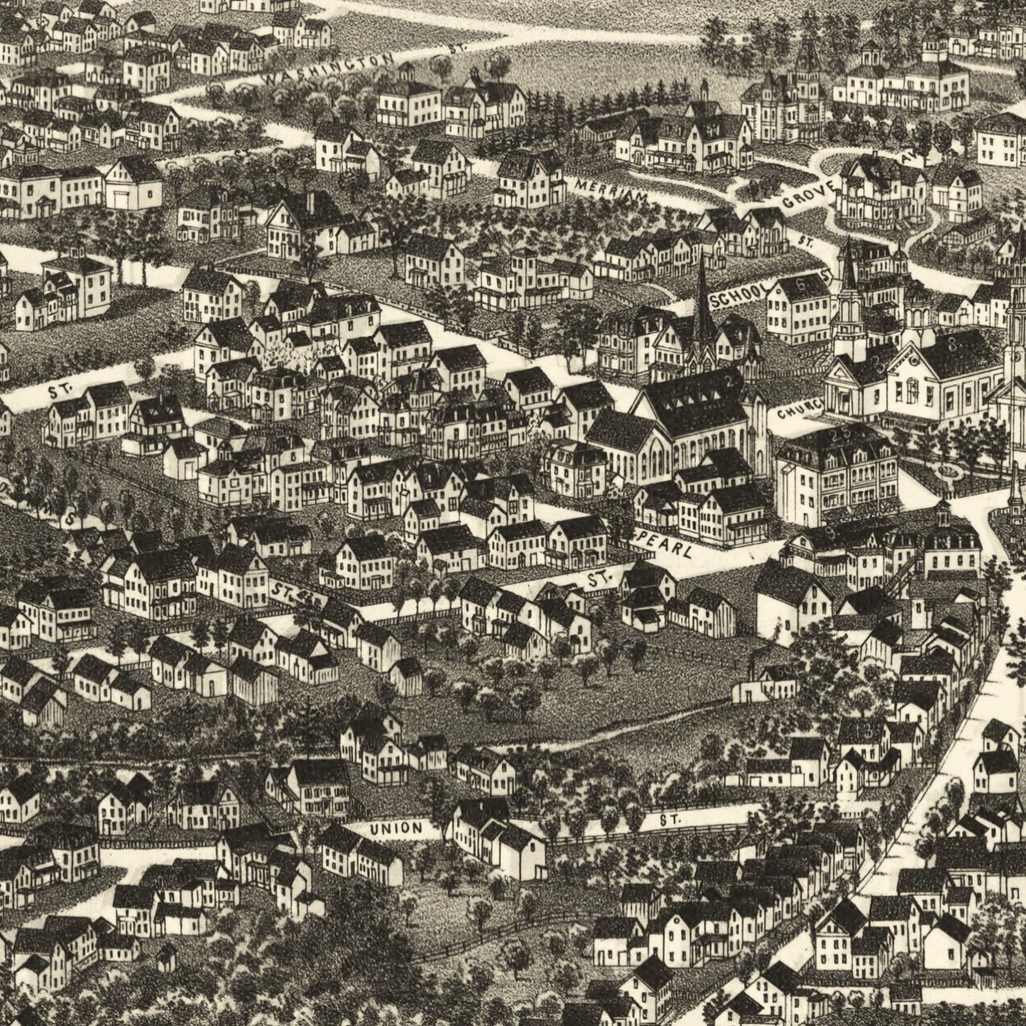 Vintage Map of Leominster, Massachusetts, 1886