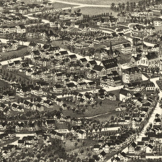 Vintage Map of Leominster, Massachusetts, 1886