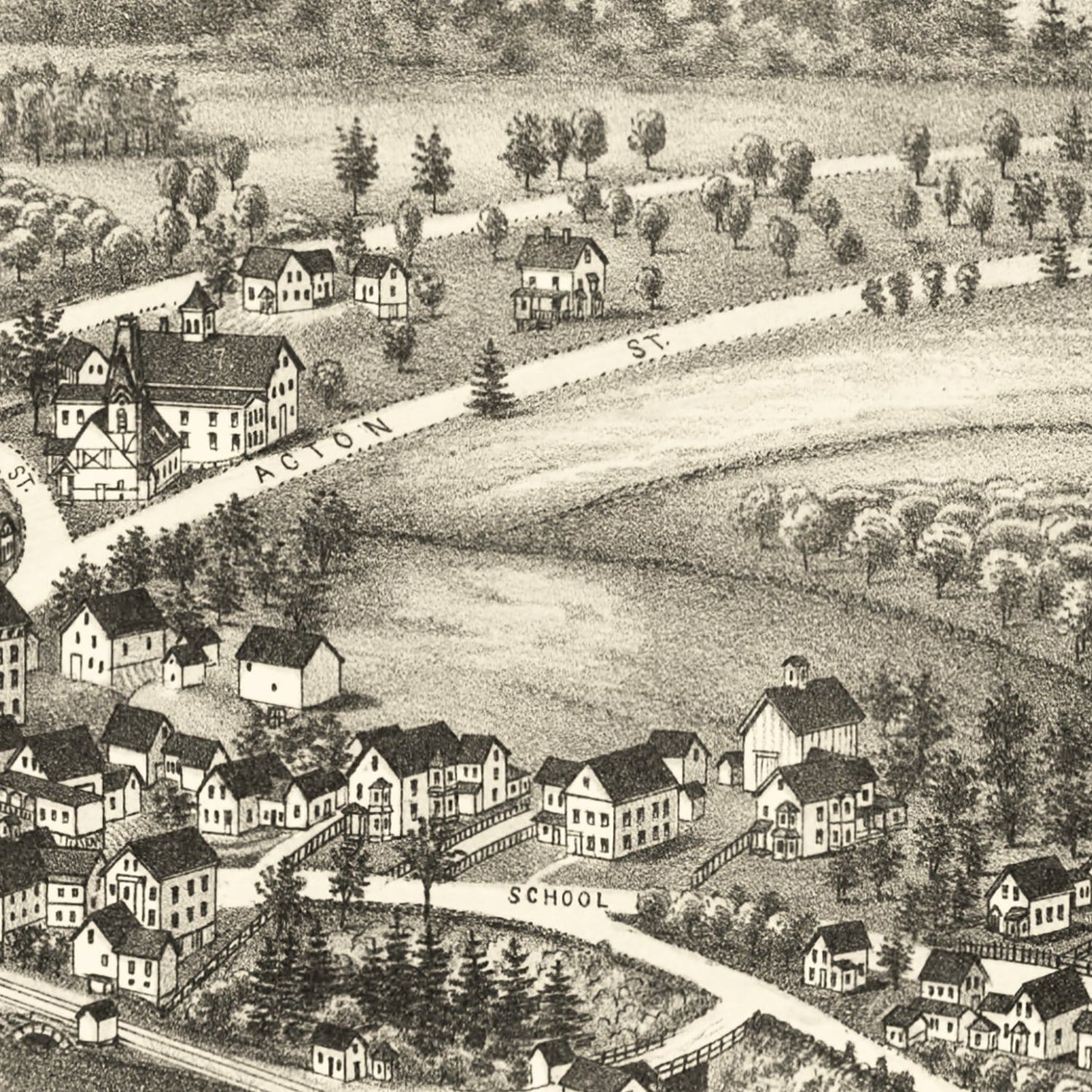 Vintage Map of South Acton, Massachusetts, 1886