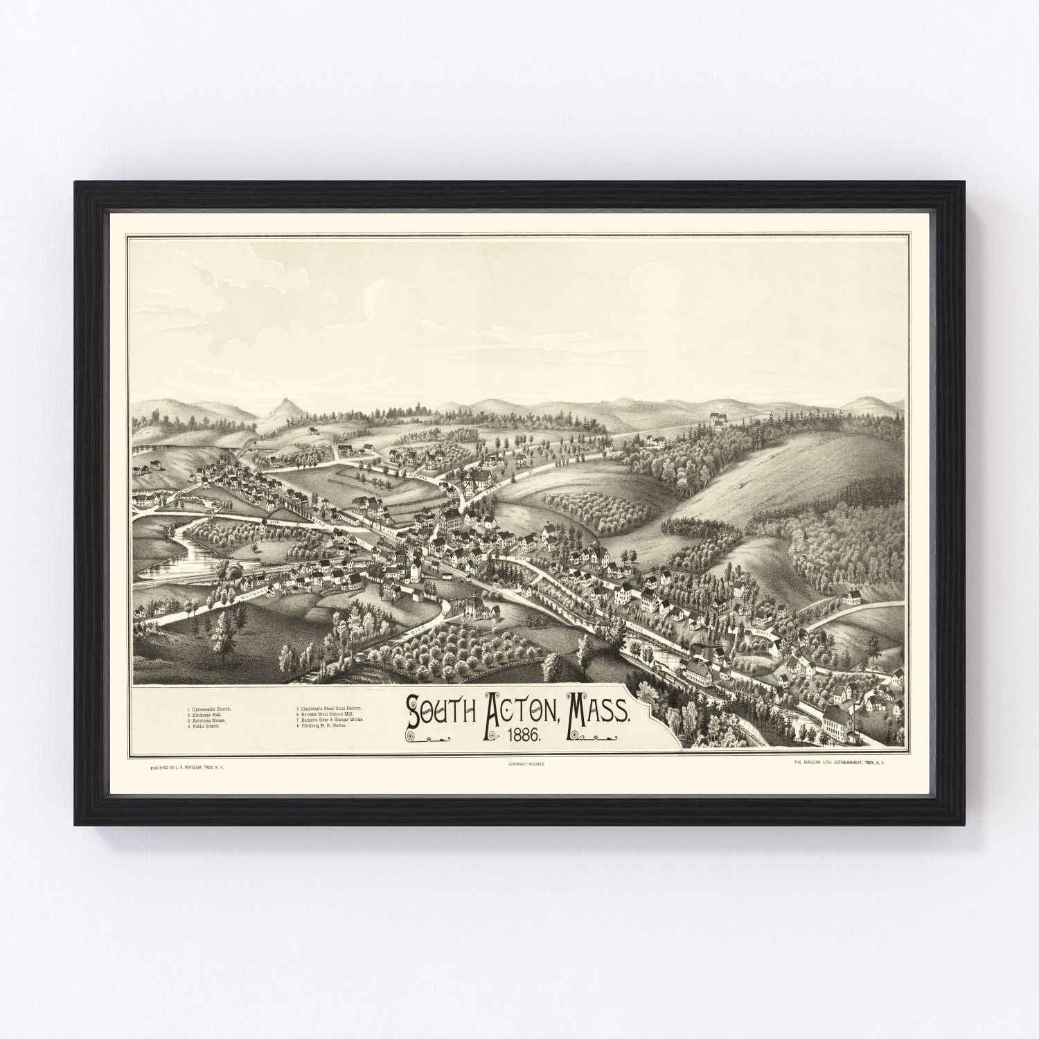 vintage map of South Acton, Massachusetts, 1886
