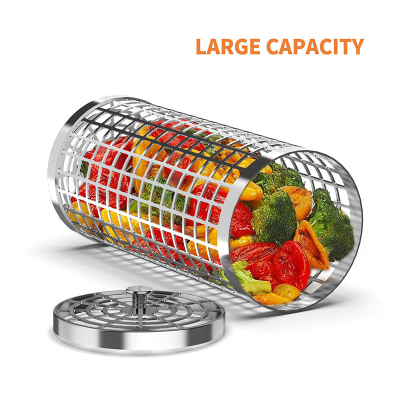 Rolling Grill Basket - Effortless Even Grilling Every Time!