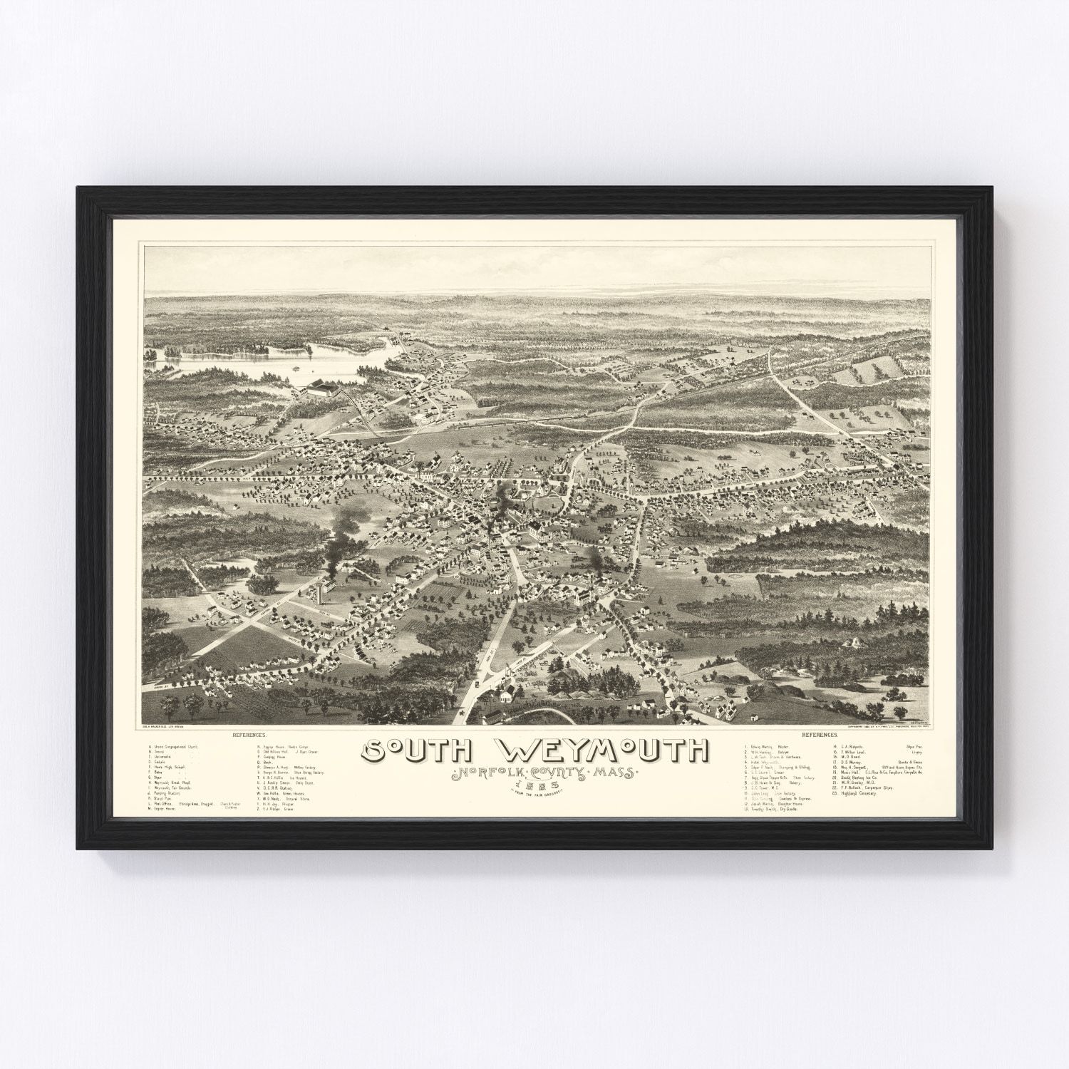 vintage map of South Weymouth, Massachusetts, 1885
